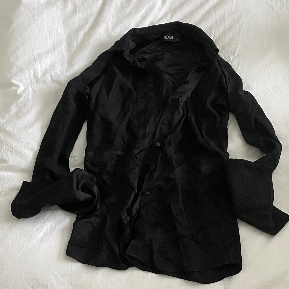 Me+Em Black Long-Sleeve Button Shirt
